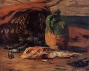 保罗高更 - Still Life with Jug and Red Mullet